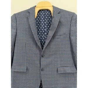 Classic Crown &‎ Ivy Mens 46R 2 Button Blazer Checked Blue Brown